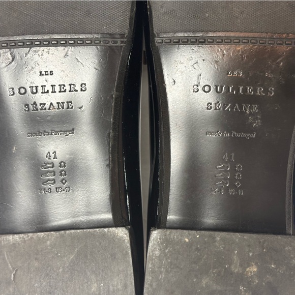 Sezane Ninon Black Patent Leather Double Strap Mary Jane Flats 10 - Picture 8 of 9